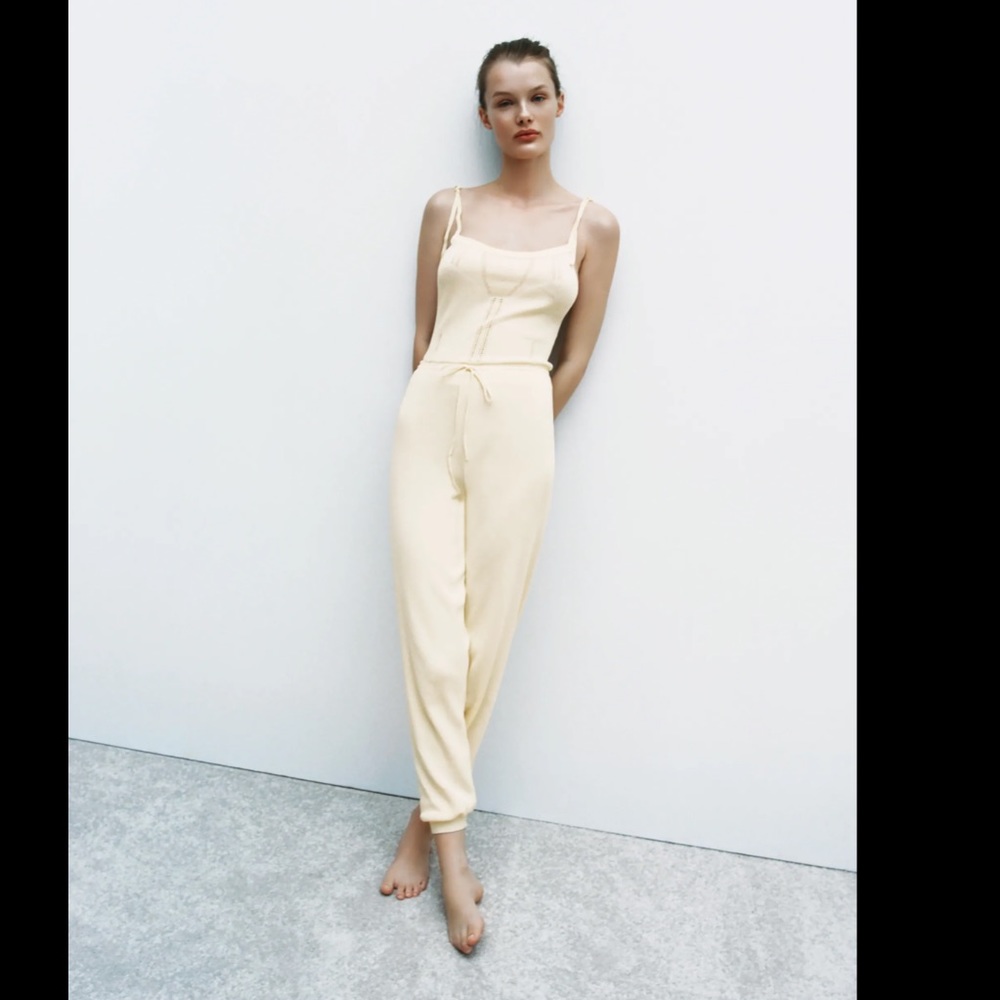 Zara Special Edition Cream sleeveless jumpsuit